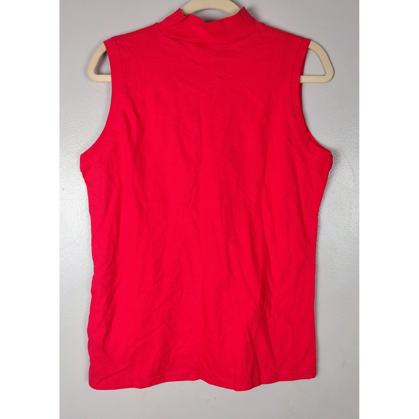 Hanes Her Way Vintage Red Mock Neck Sleeveless Top Cotton Made in USA Large
