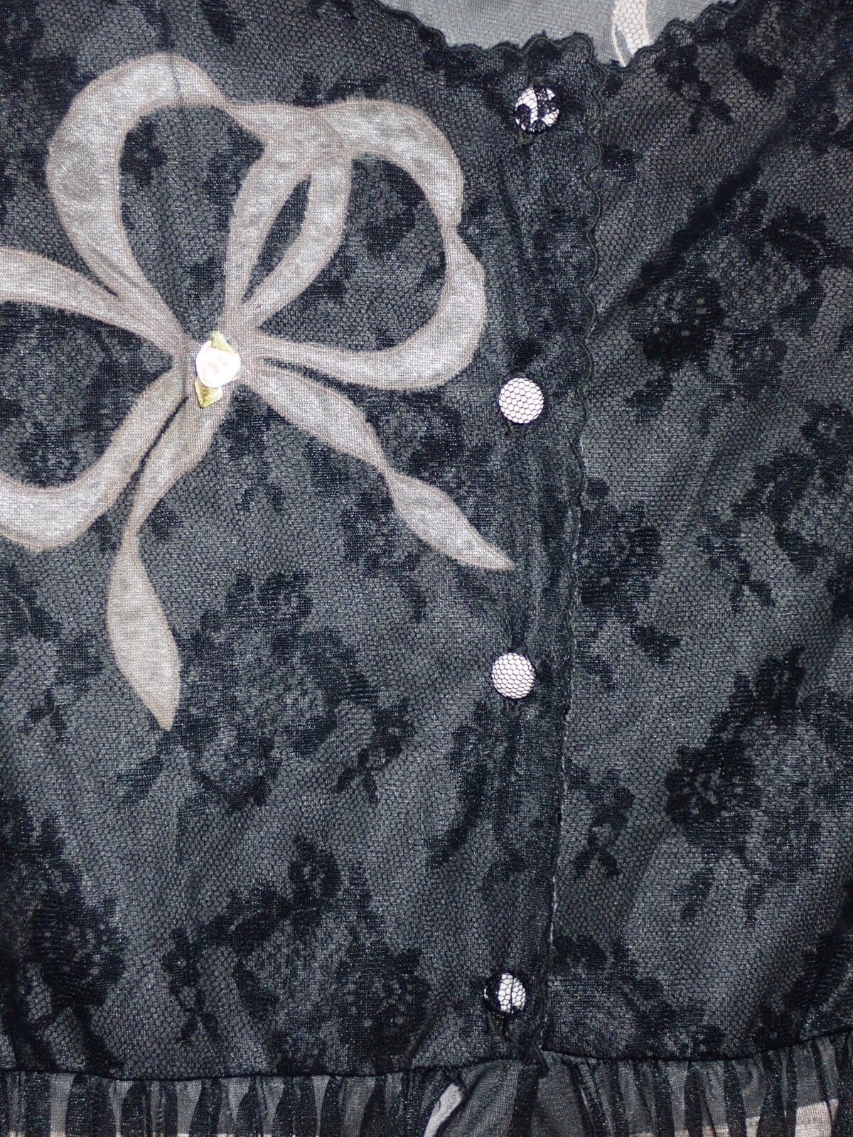 Vintage EYEFUL by „FLAUMS” Medium M PEIGNOIR Robe Cover Black & Pink Ribbon