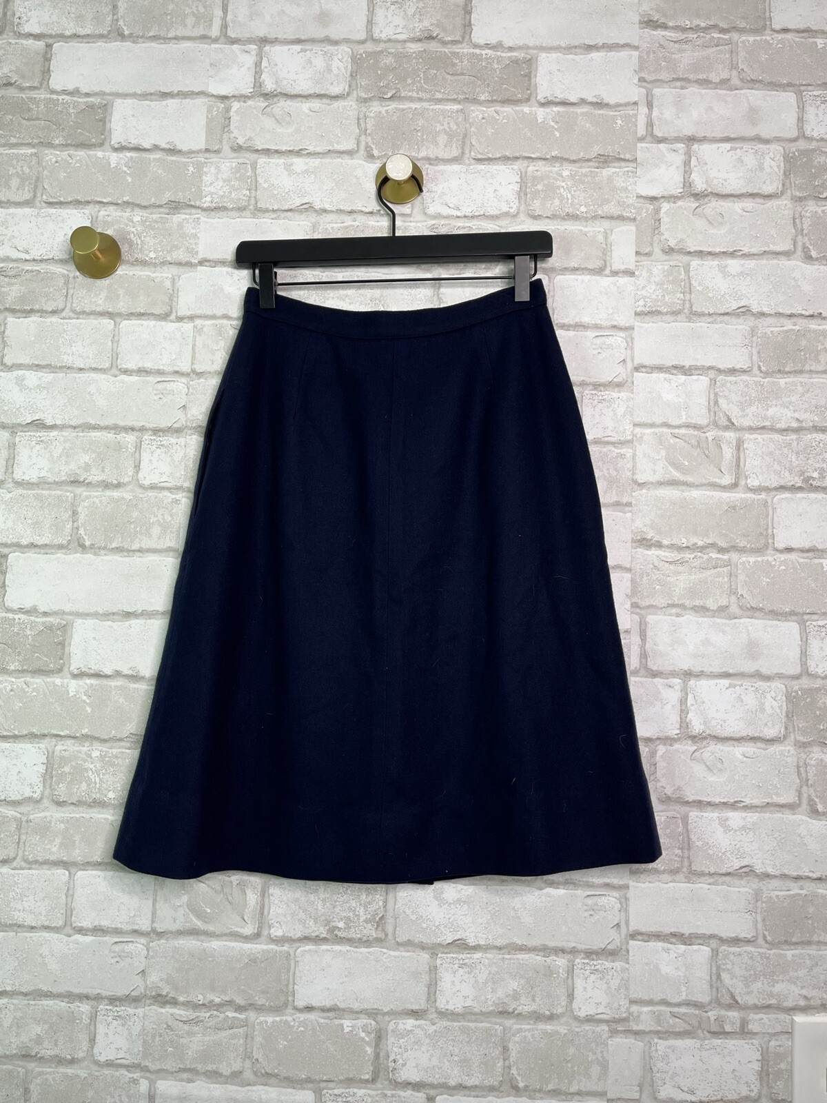 VINTAGE Evan Picone Navy Blue Wool Blend Jacket Skirt Set