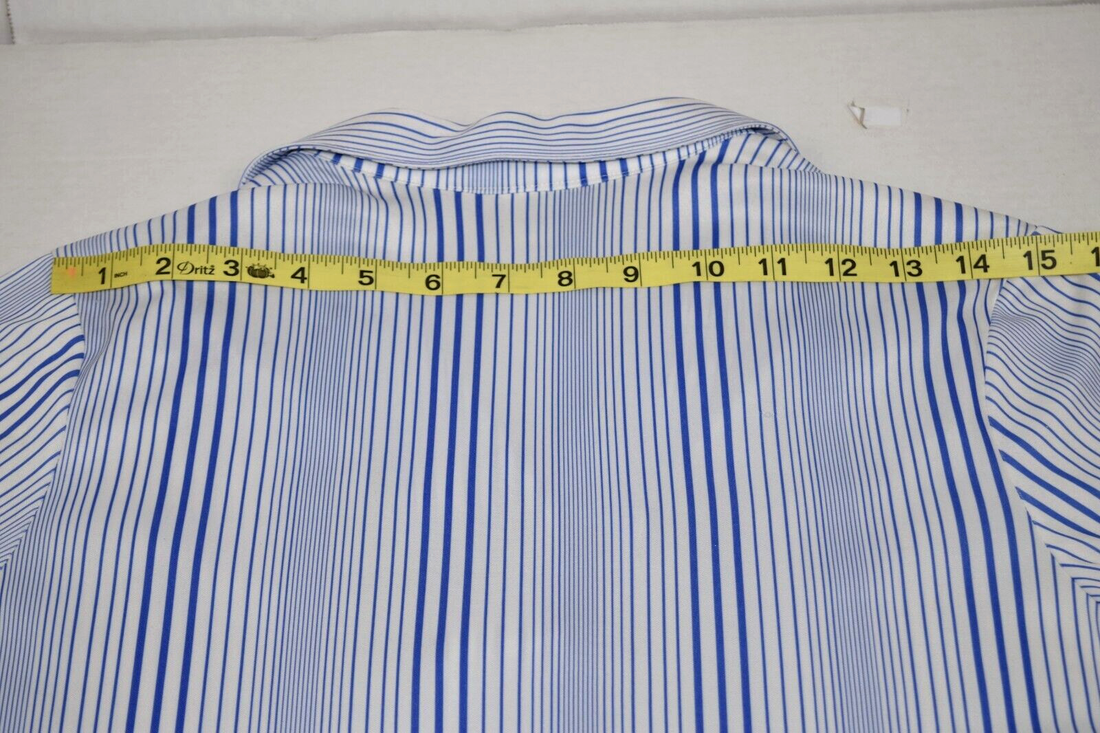 Vintage Sears Shirt Size S 70s The Fashion Place Blue Stripe Button Front Poly