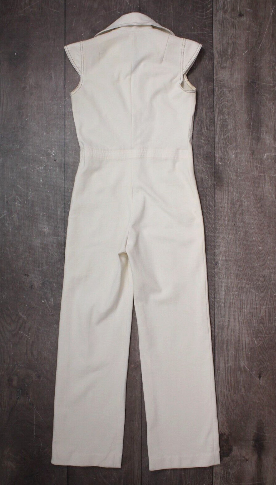 Vtg Women’s 70s White Sleeveless Zip Up Jumpsuit 1970s S/M Mr. Beau By RL Davis