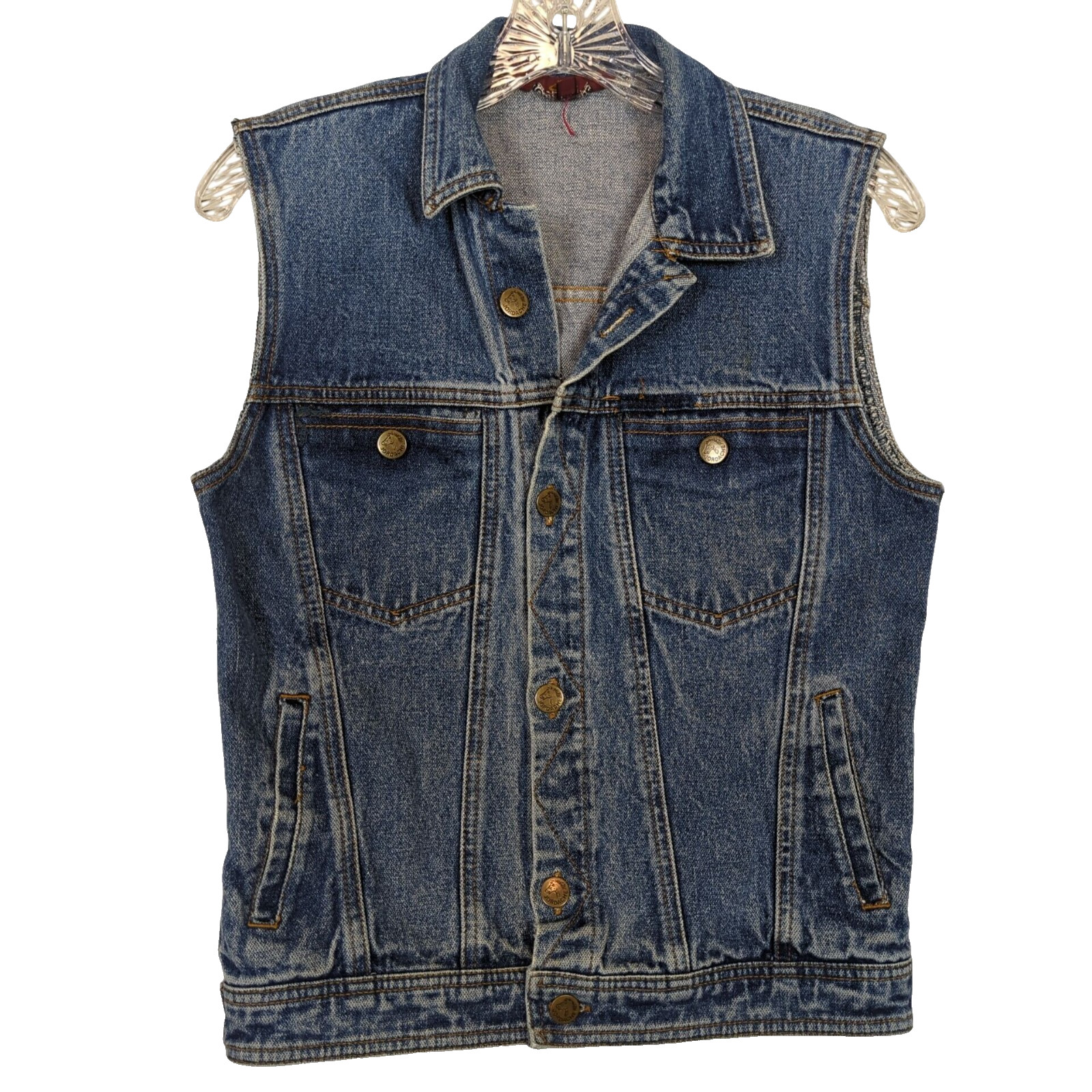 Vintage Jordache Denim Sleeveless Jacket Vest Pockets Button Front 1980’s