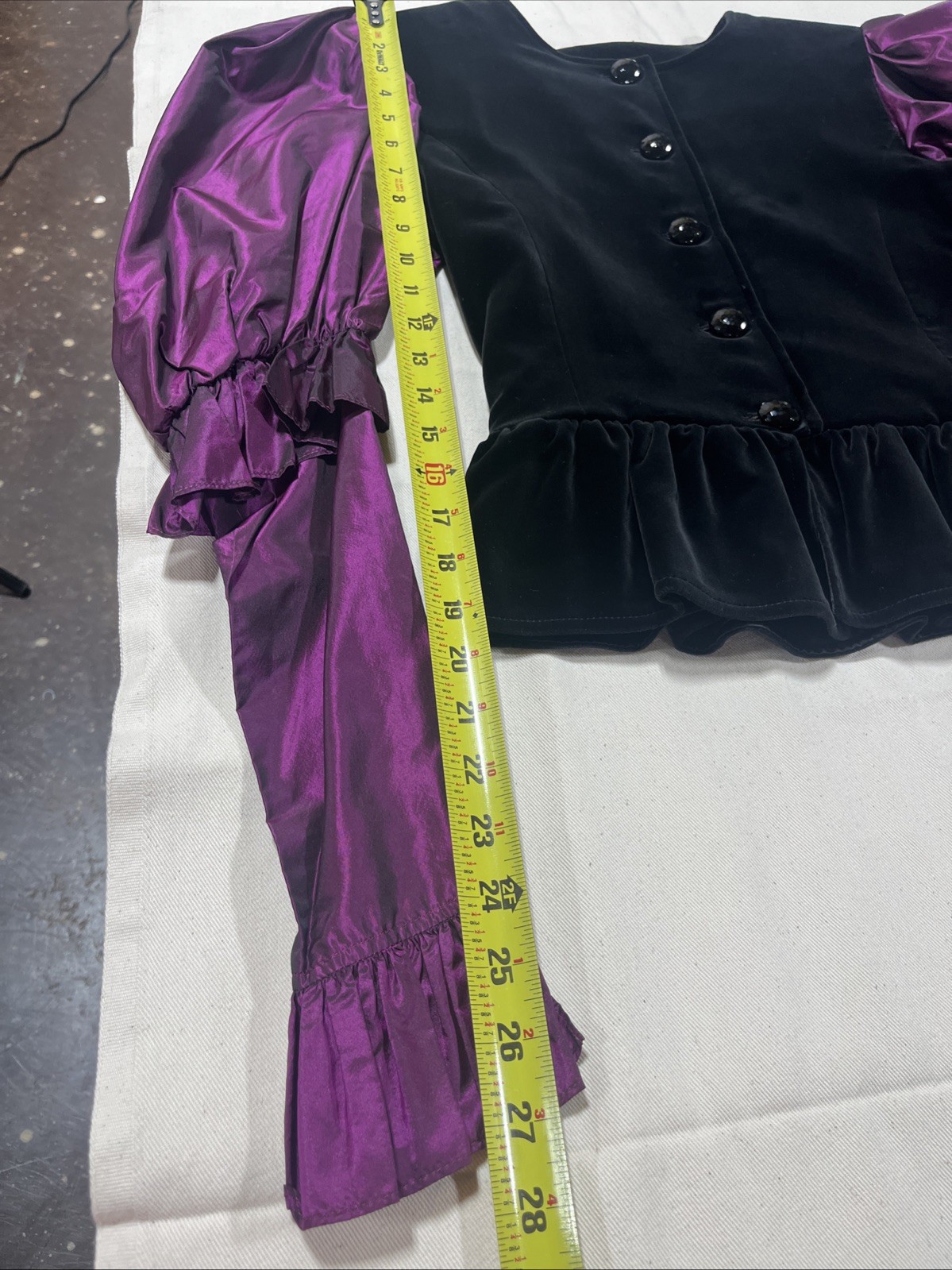 VTG YVES SAINT LAURENT 2pc Skirt and Top Blk/Purple Velvet/Taffeta/Wool/Silk 38