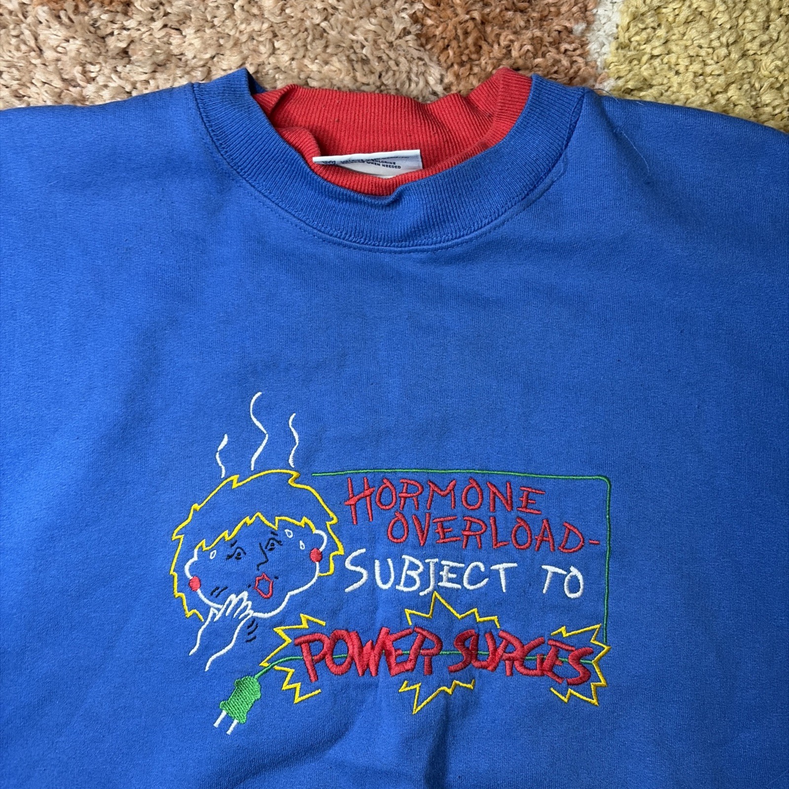 1990s Y2K Vintage Grandma Embroidered Humorous M&C Double Collar Crewneck L