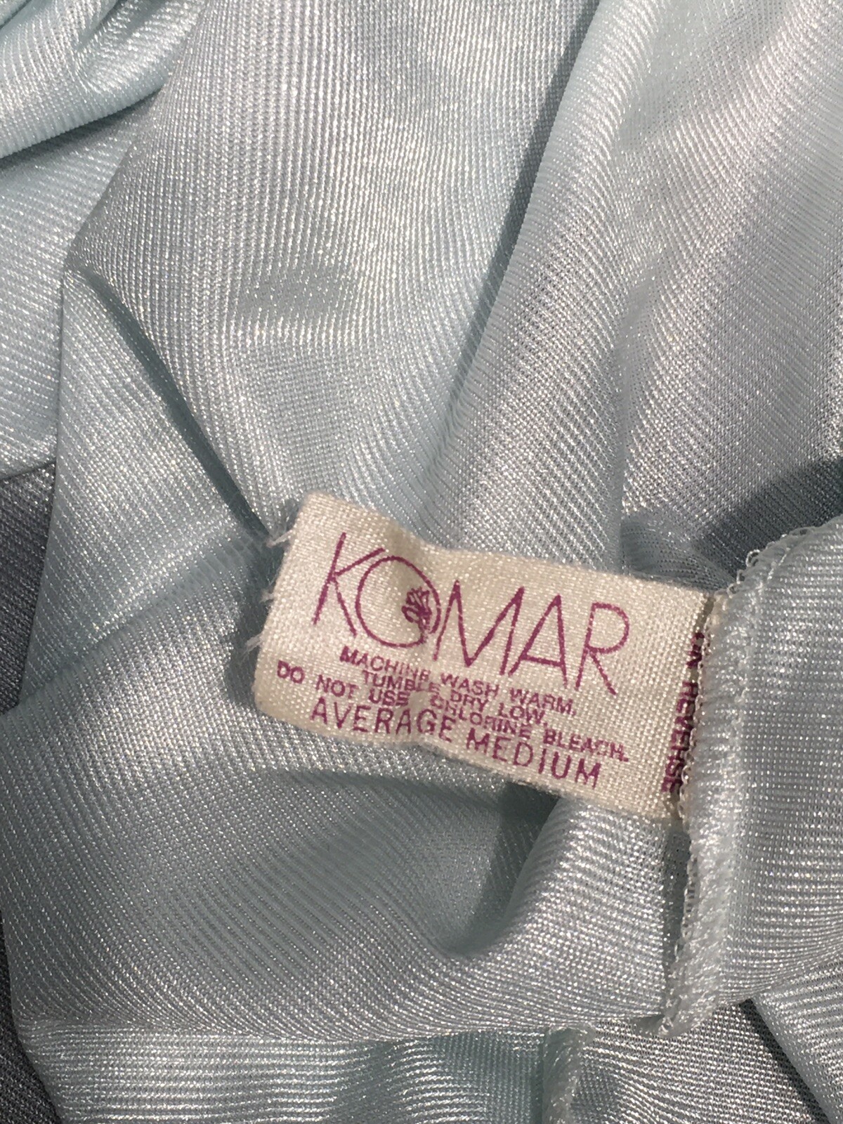 Komar Vintage Nylon Robe Pale Aqua M Medium Knee Length Button Front