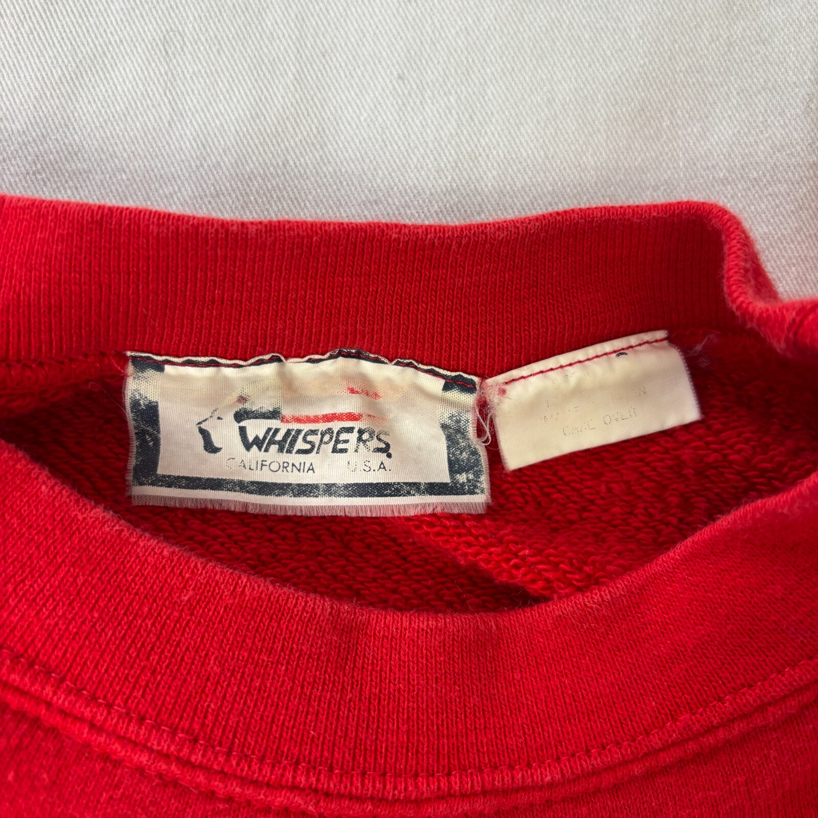 Vintage 90s Whispers Teddy Bear Red Raglan Sweatshirt Fur 3D Applique Womens XS