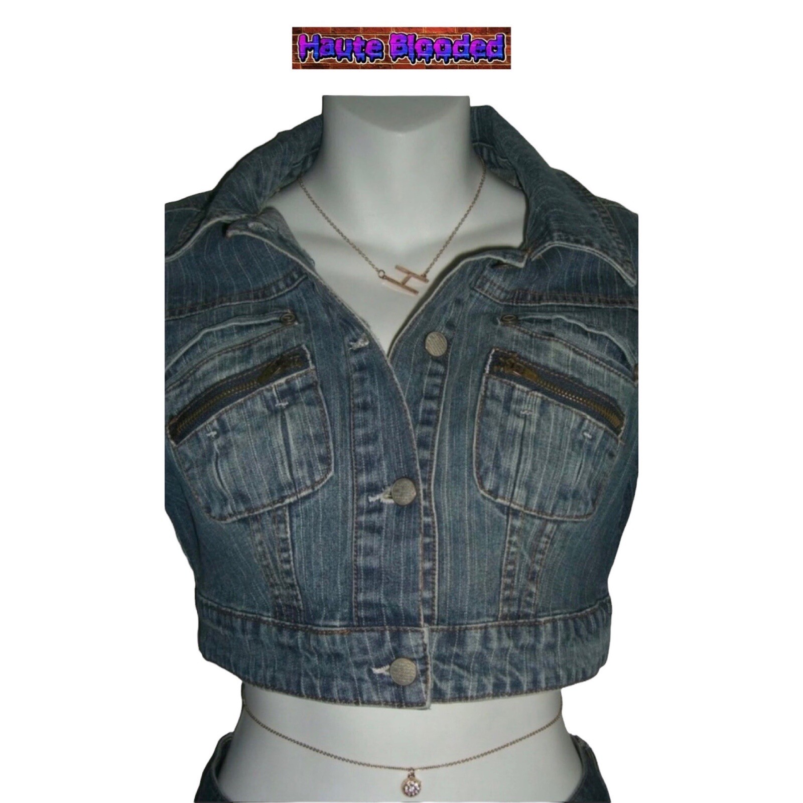 Vintage 90’s y2k JouJou Cropped Denim Jacket Jean egirl Indie Sleaze Streetwear