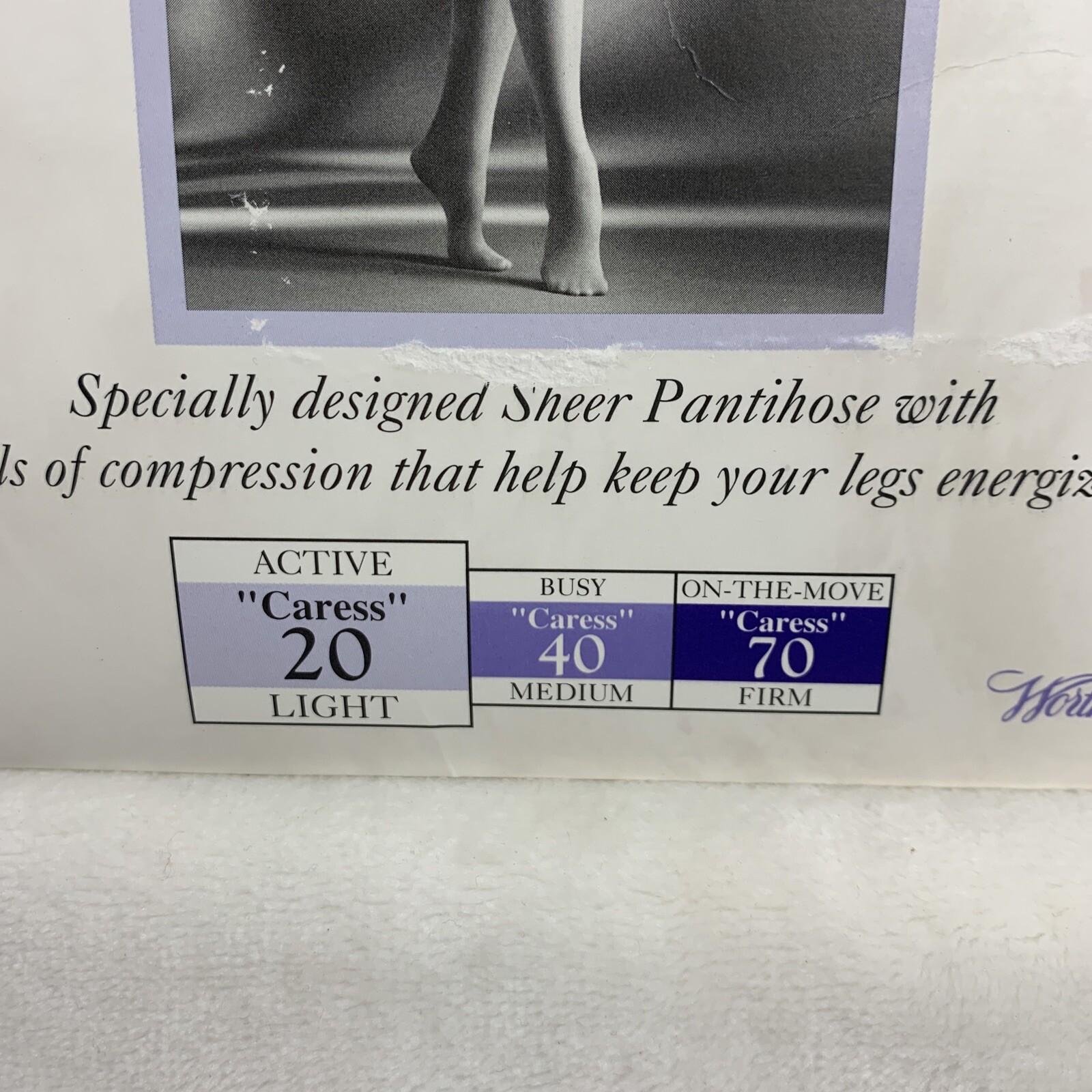 Vtg Worthington Extra Sheer Caress Queen Short White Active 20 Light Pantyhose