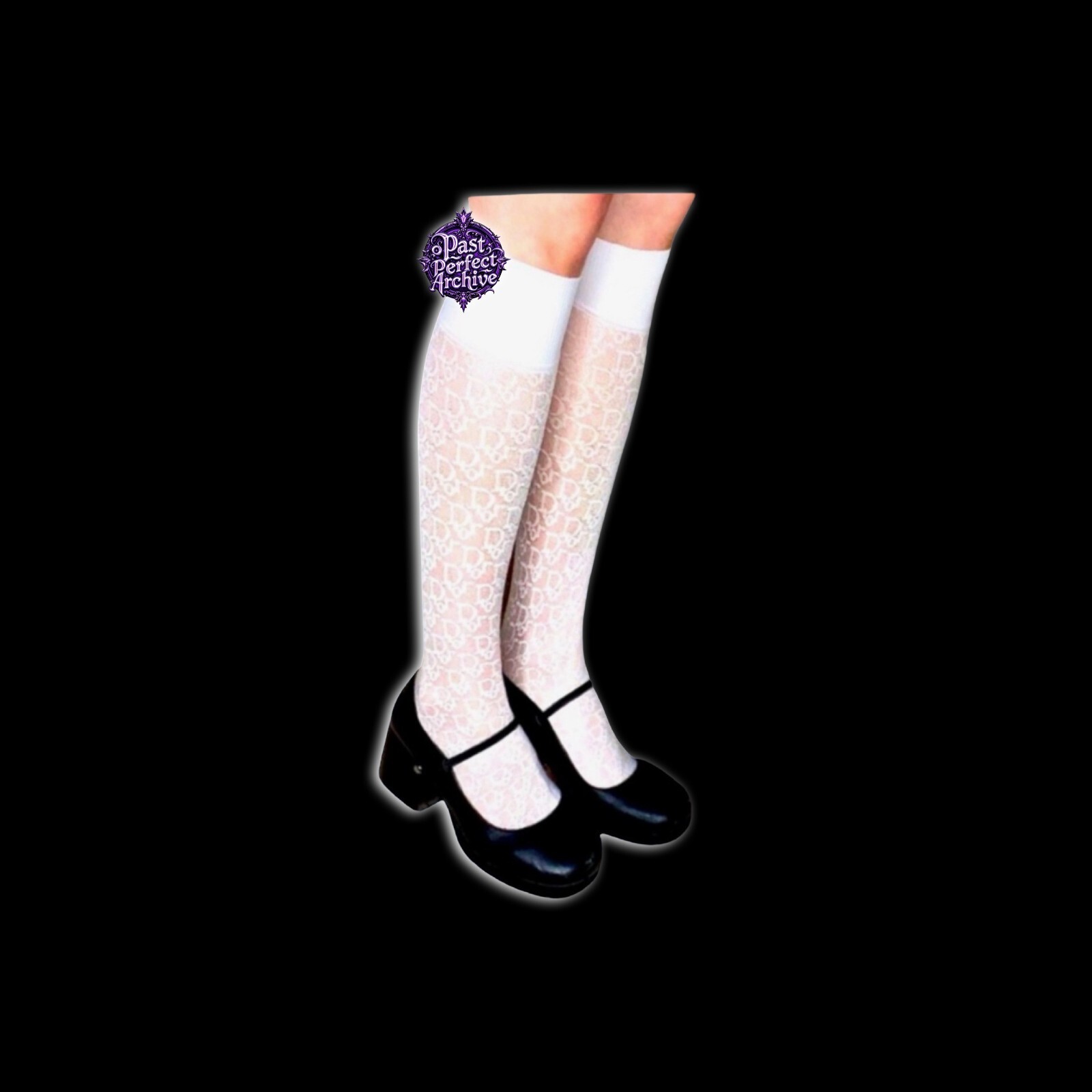 Christian Dior By John Galliano Y2K Vintage 2000s Monogram Logo Lace Stockings