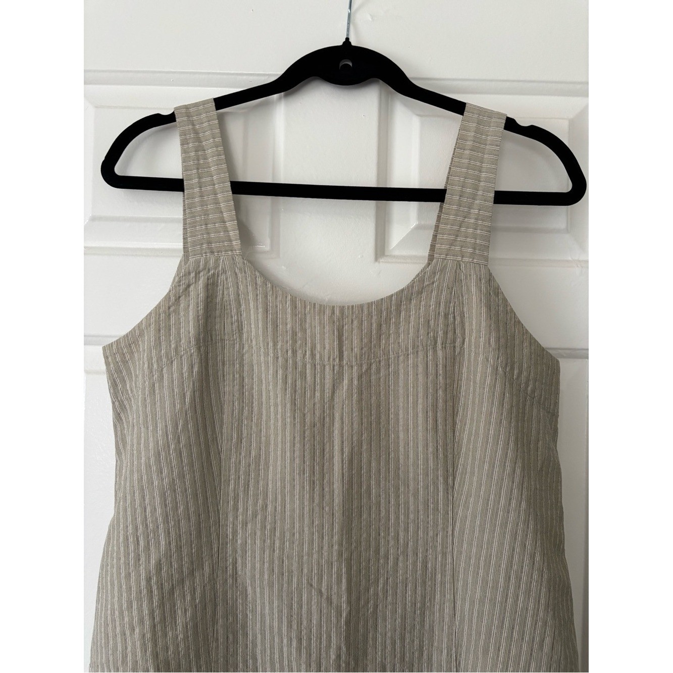 Vintage FLAX 100% Cotton Striped Mini Dress | USA Made Minimalist Cottagecore