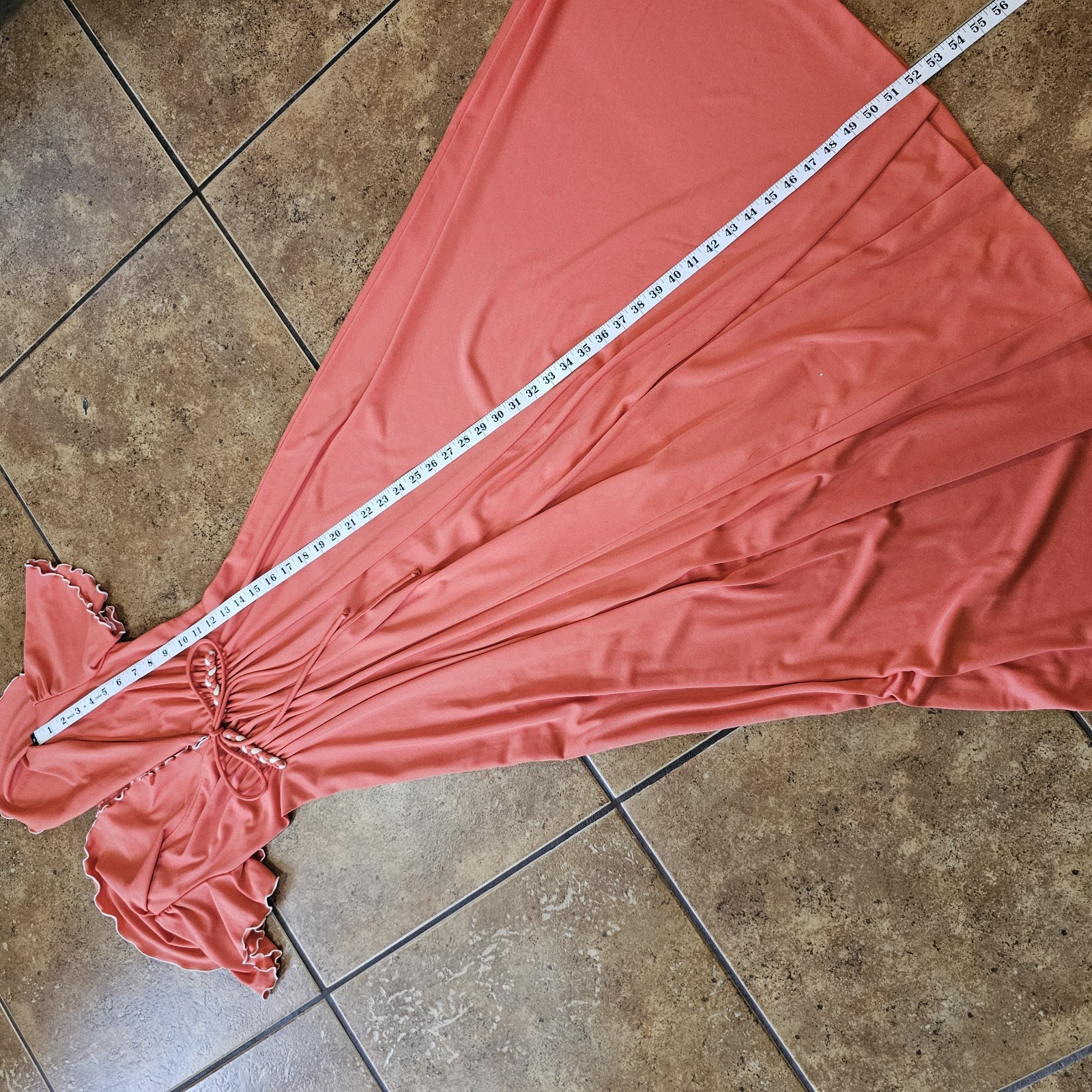 Vintage 70s Maxi Dress Boho Flowy Peach Ruffles Union Made Romantic Coquette