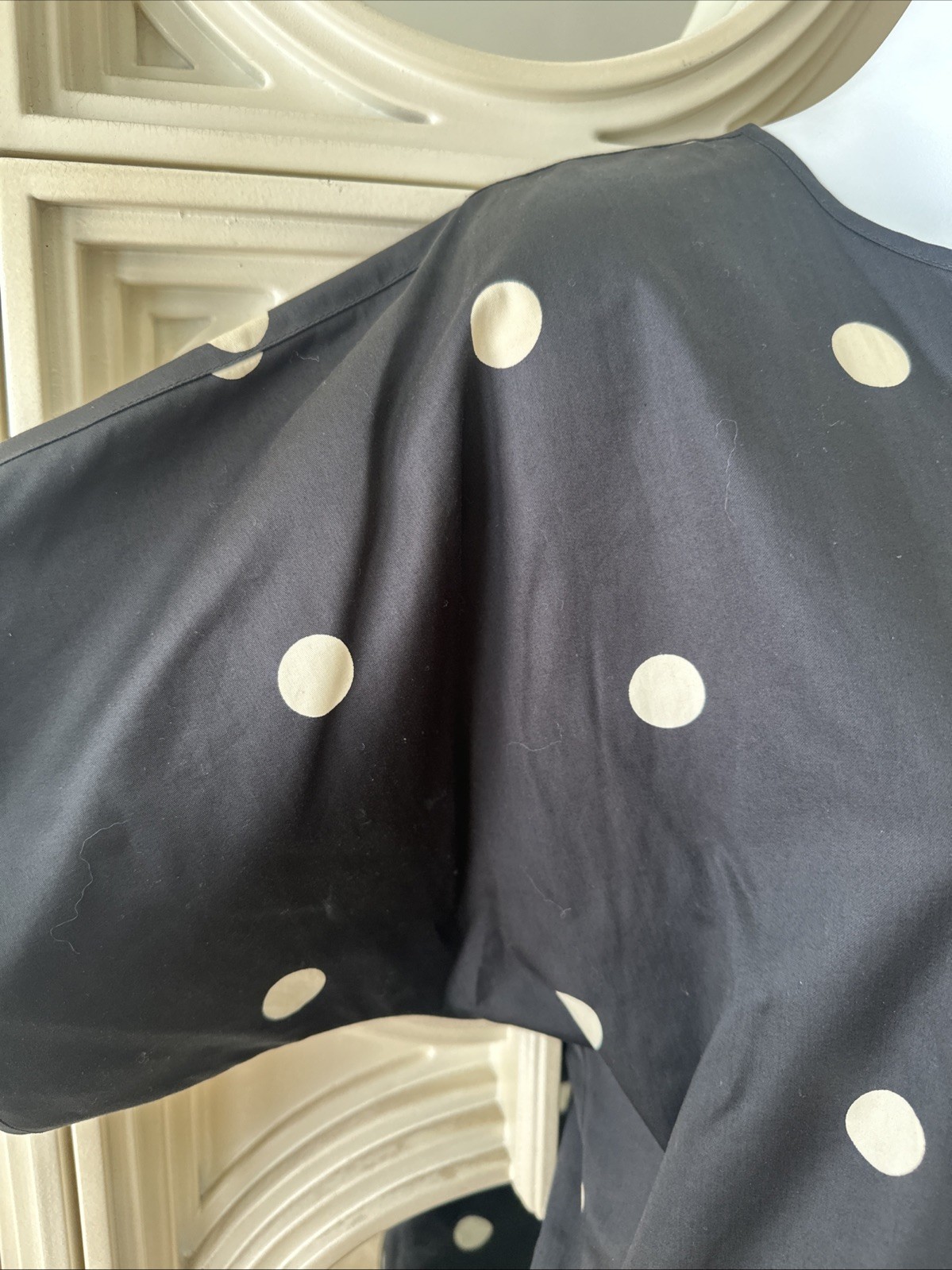 Arnys Paris Rare 60s Women’s Black & White Polkadot Cotton Poplin Day Dress 36