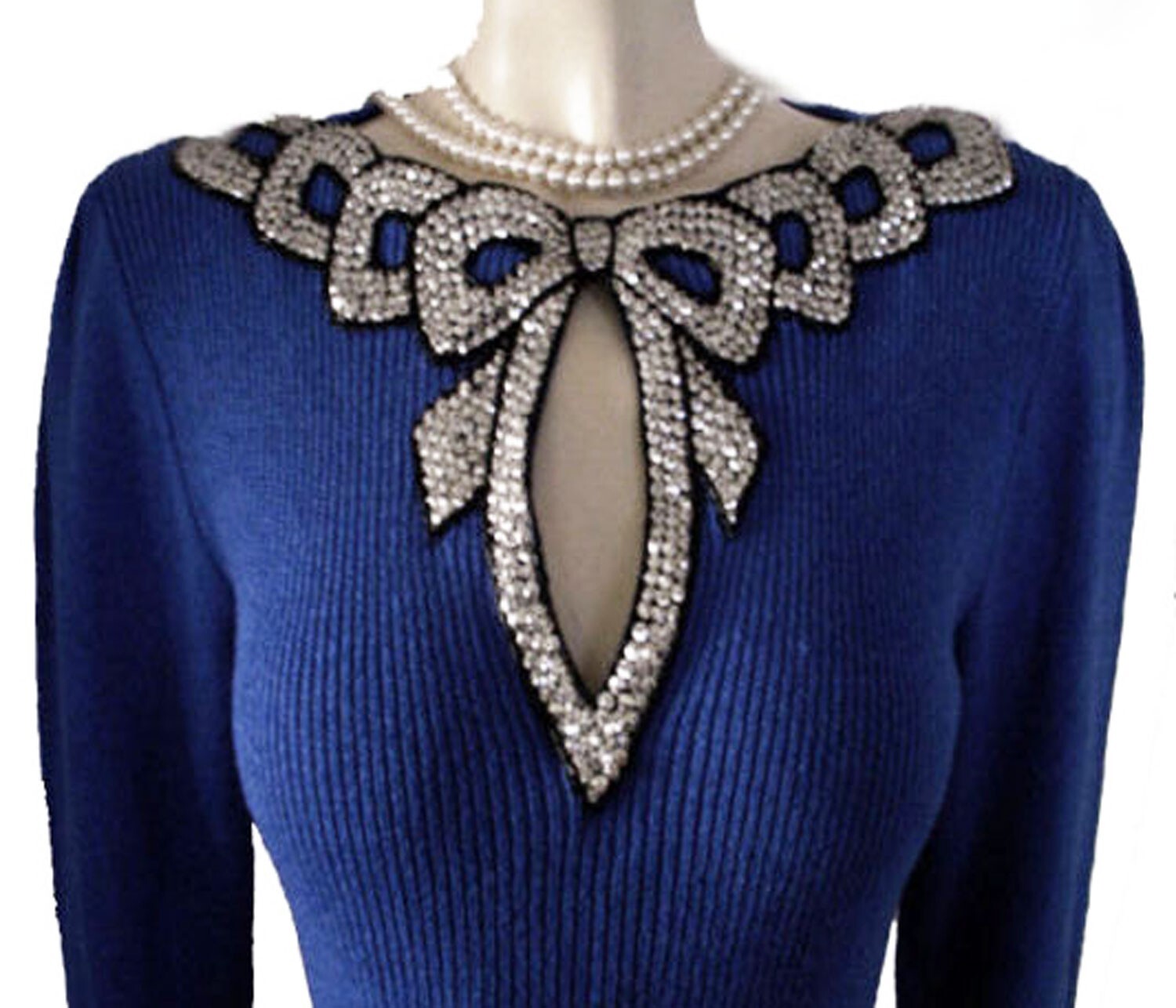 Vintage Don Sayres for Wellmore Knit Dress Fancy Nailhead Bow
