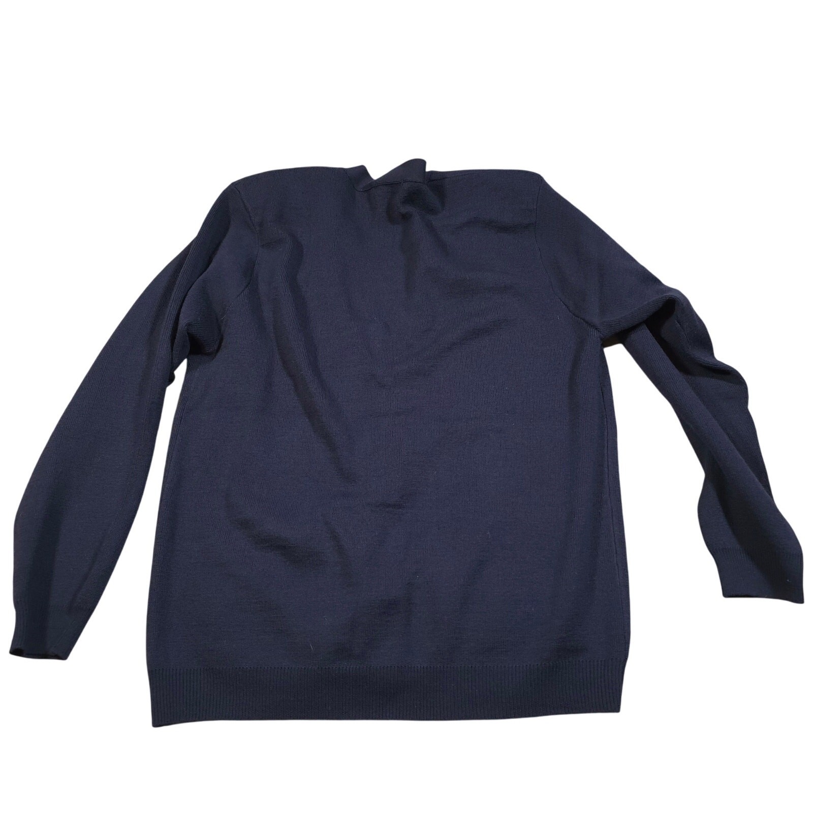 Vintage Talbots Navy Cardigan Shoulder Pads Women Size XL 100% Merino Wool