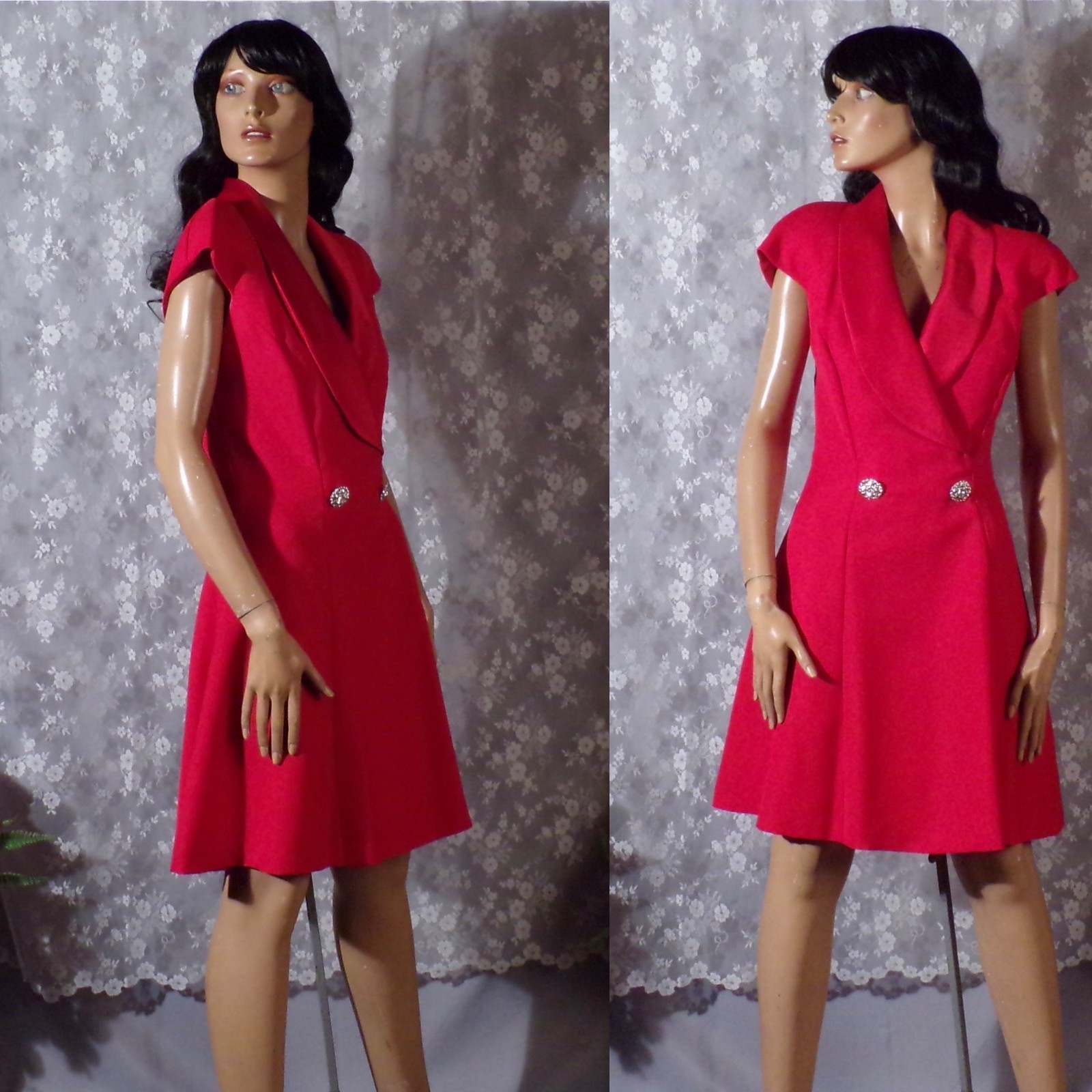 Vintage 90s Red Cocktail Dress Size Small 1990s Retro Open Back Mini Glam Sexy