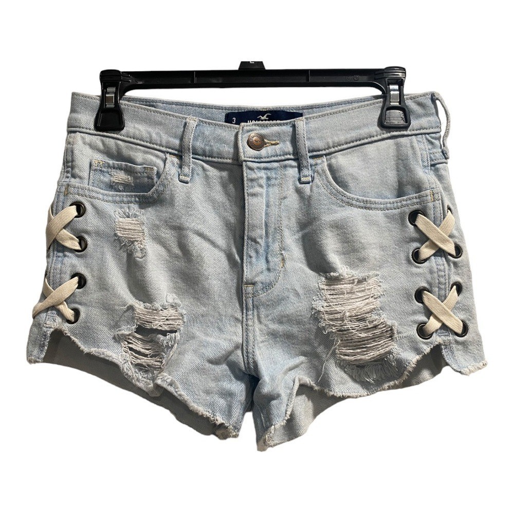 Hollister High Rise Short-Short Vintage Stretch Jean Shorts size 3/26 Distressed