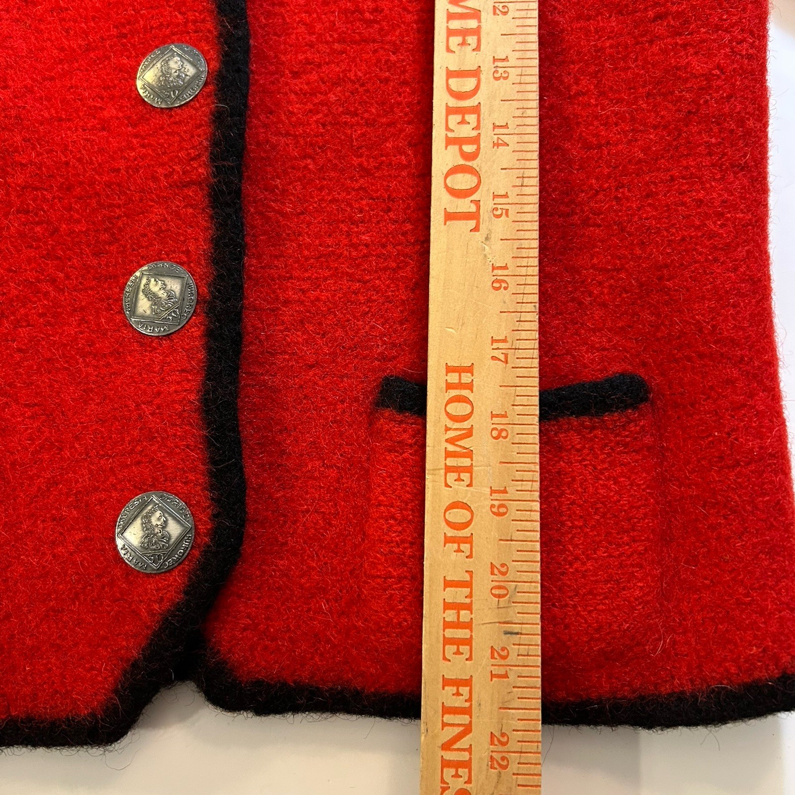 VTG Austrian Empress Red Wool Coat Maria Theresa Buttons Great Condition. A11-6