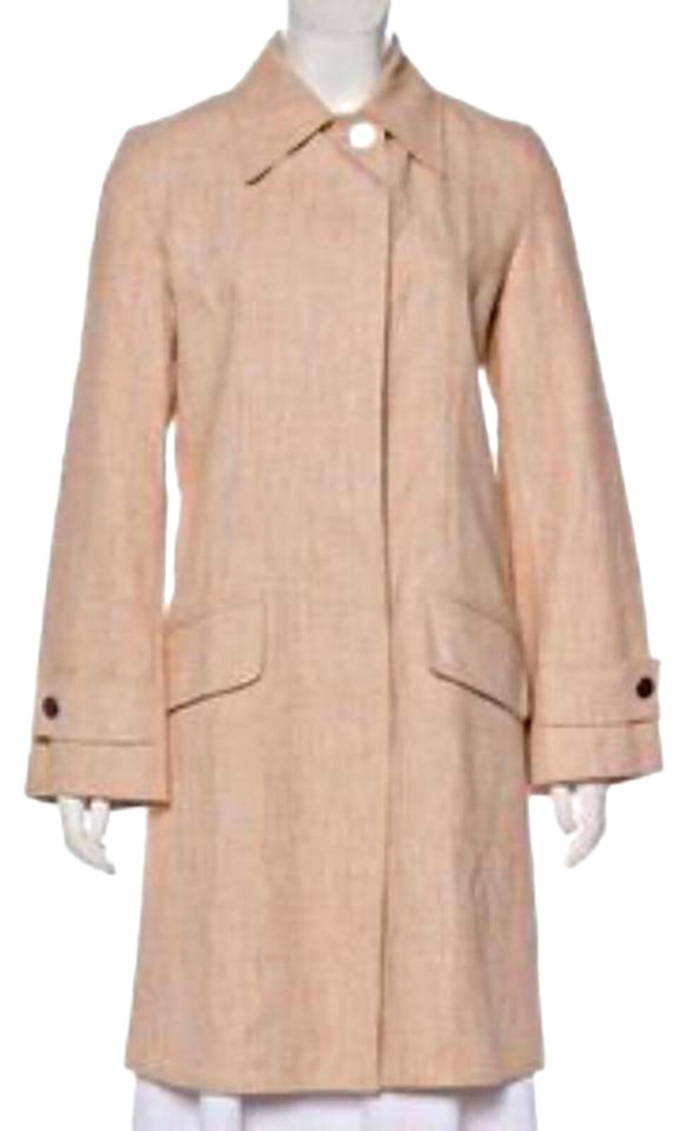 CHANEL Vintage Peach Linen Water resistant Rain Coat Trench Jacket 38 6 Small