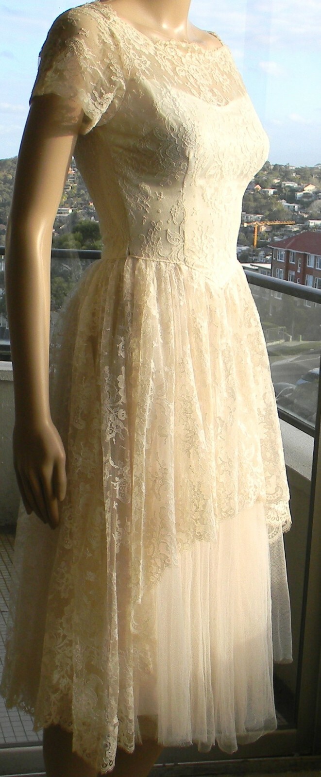 VINTAGE Rockabilly Couture 1950s Original Princess Fairy-tale Lace Tulle Dress