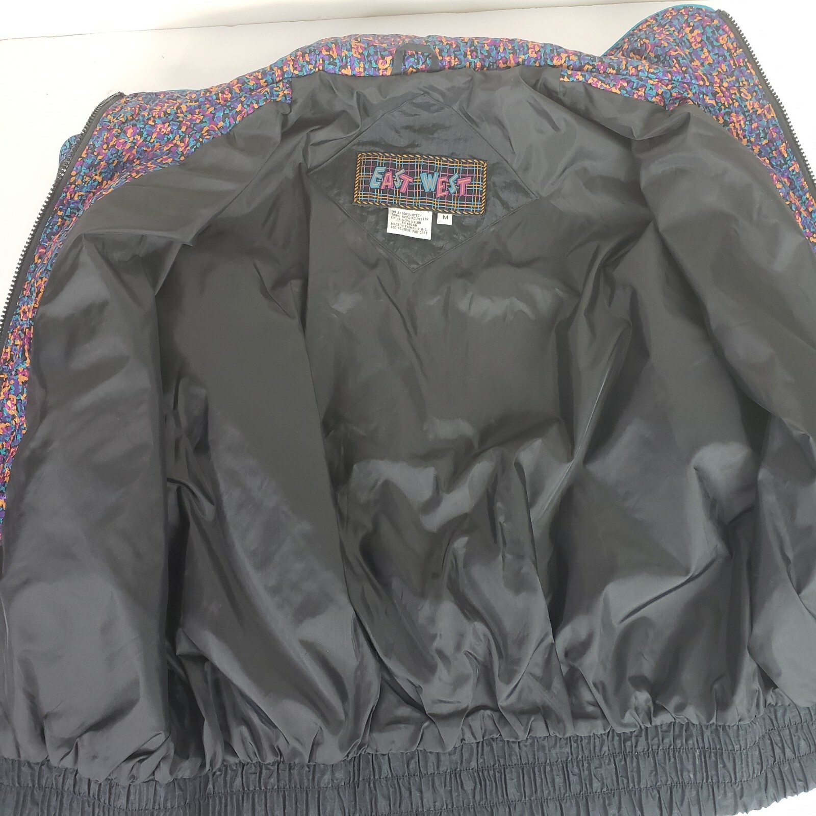 Vintage East West Track Jacket Medium Windbreaker Black Purple Teal Orange 90s