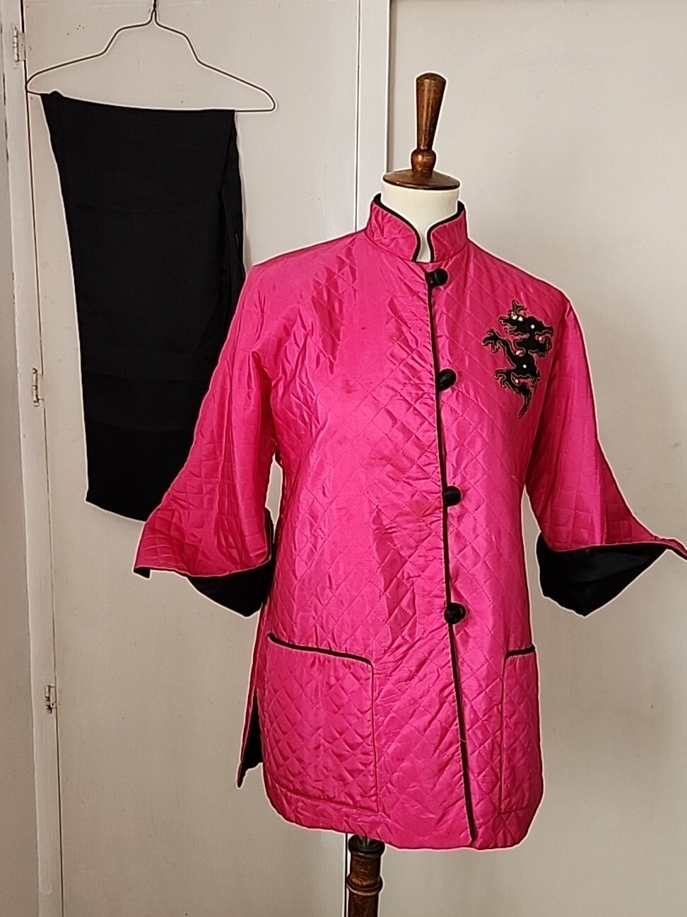 Vtg 50s60s Asian Dragon Hostess Cigarette Pants Quilted Jacket Lg Lounge Wear