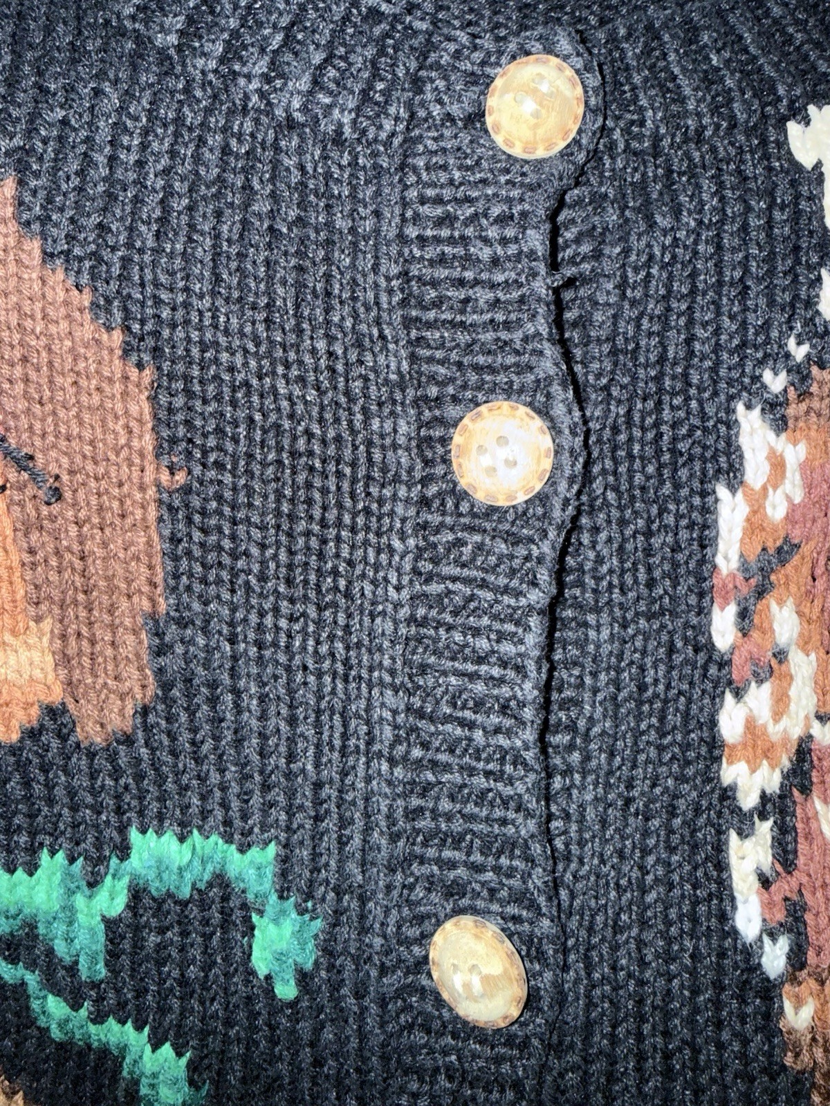 Vtg The Eagle’s Eye “World Wildlife Collection” hand-knit cardigan sweater Large