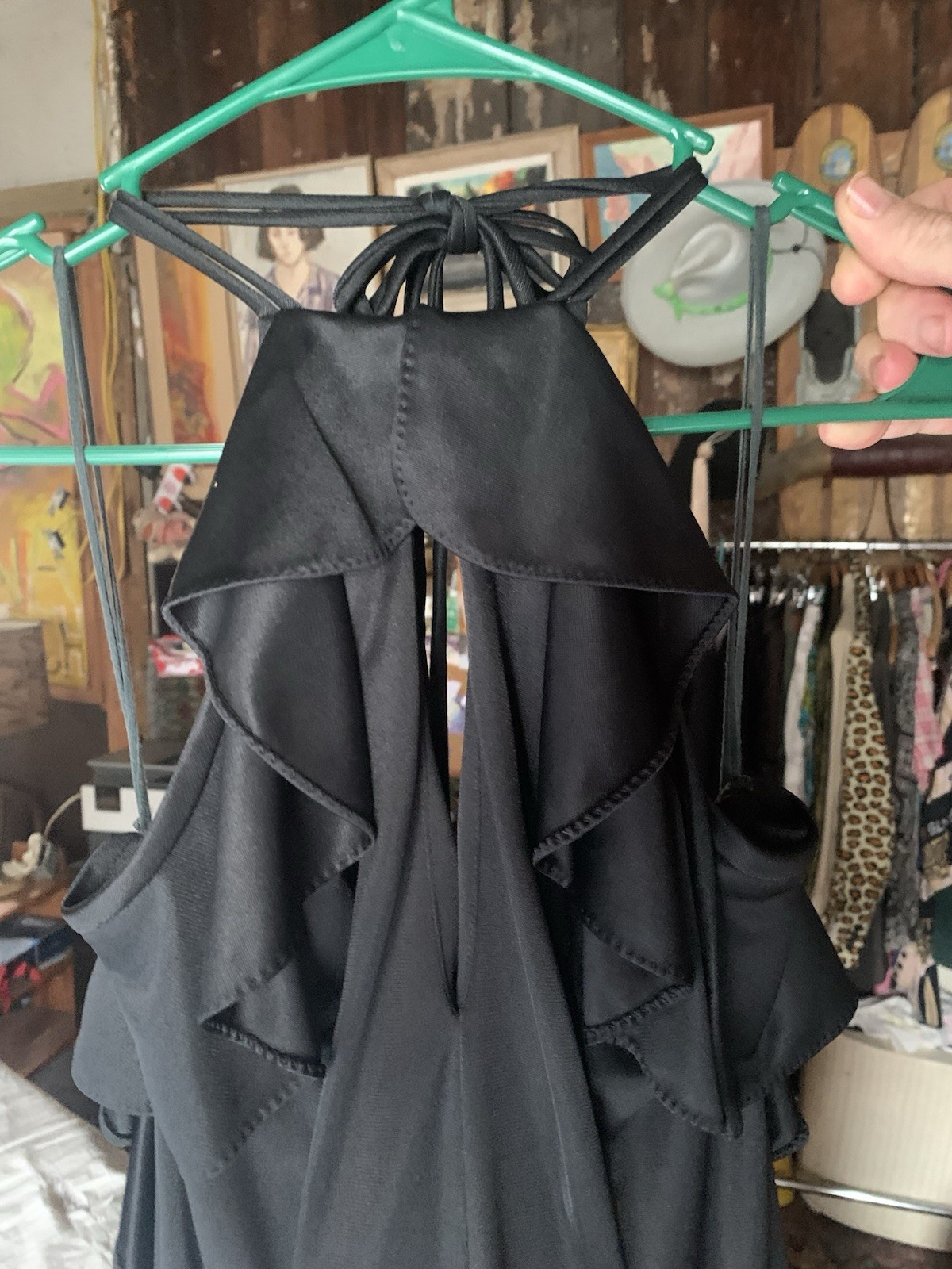 Vintage 1970s Funky Brand Halter Black Disco Dress Size 4