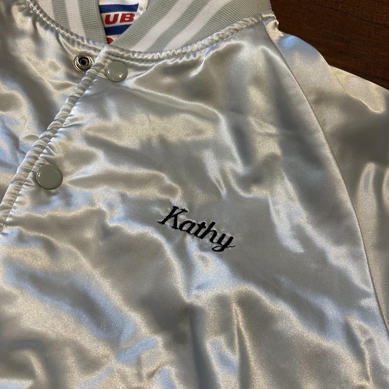 Vintage Club 21 Satin Jacket Silver Women’s Large Skating Ringer The Hop Tucson