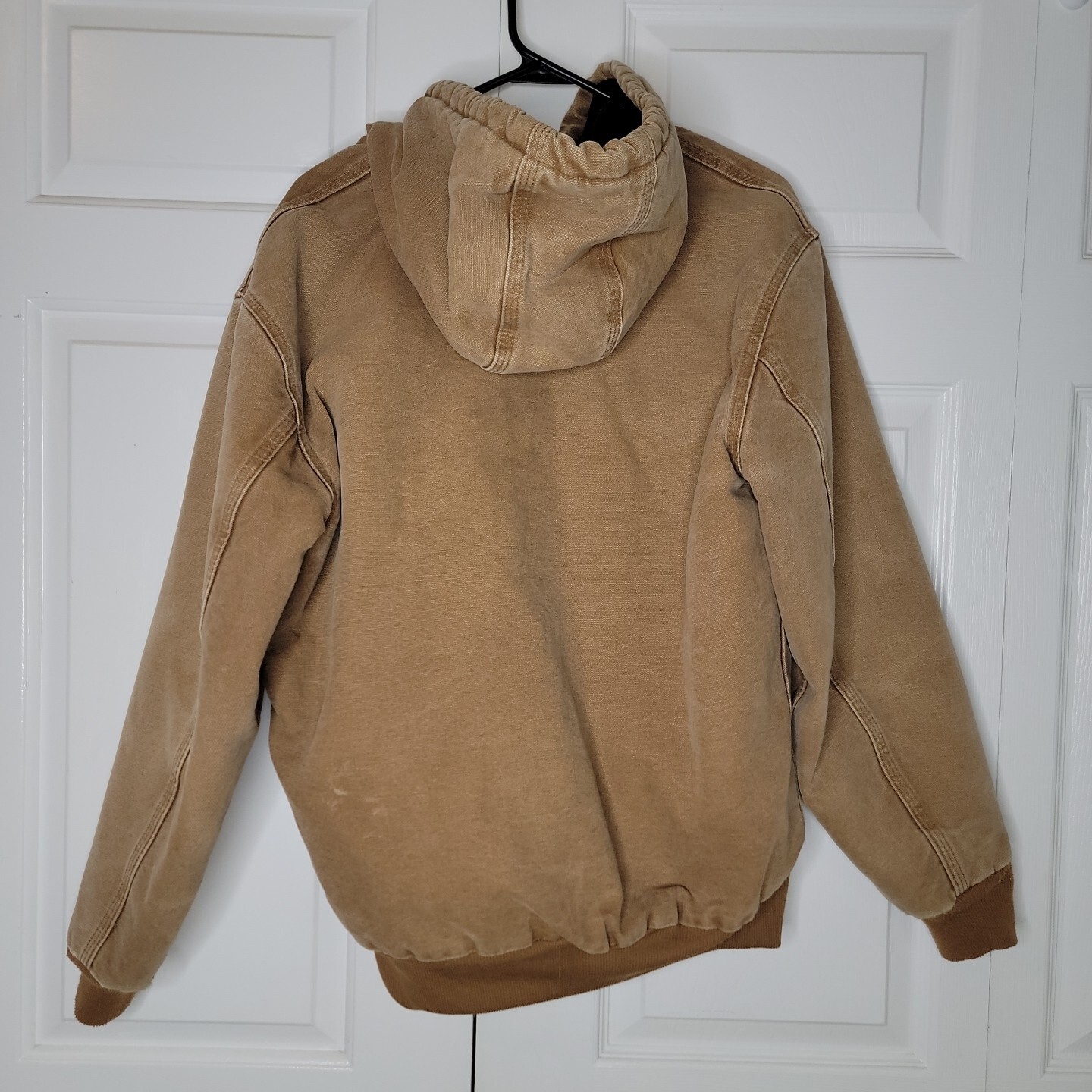 Carhartt For Women Large Tan Brown Hooded Jacket Distressed Worn Vintage Vtg