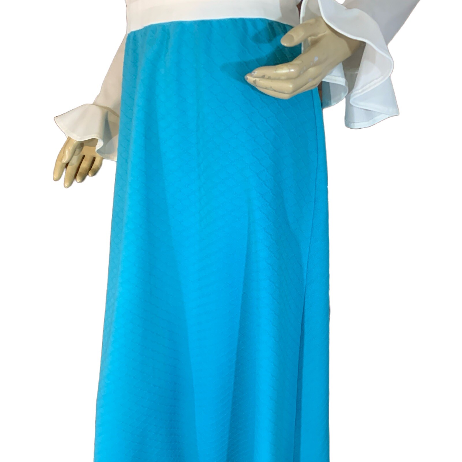 Women’s Blue & white Vintage 1970’s Unbranded Handmade Maxi Dress Sz s/m