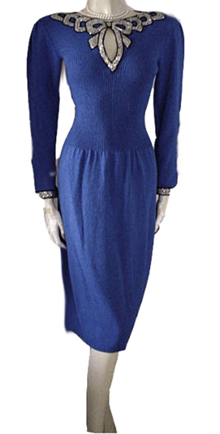 Vintage Don Sayres for Wellmore Knit Dress Fancy Nailhead Bow
