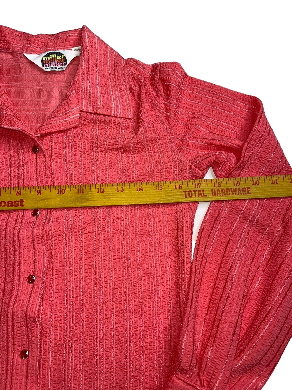 vintage miller western shirt Womens 10 / 32 Coral Polyester Knit Snap