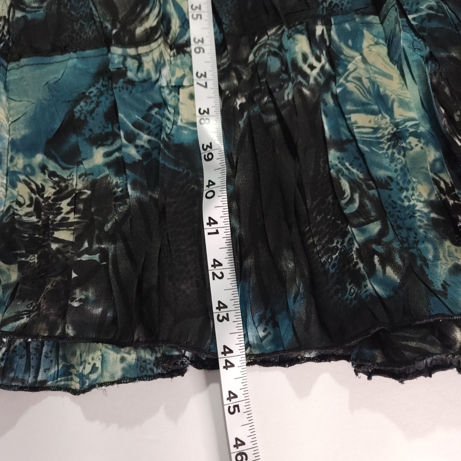 Vtg Y2K Alberto Makali Witchy Whimsy Goth Crinkle Dress Teal Blue Black Size XL