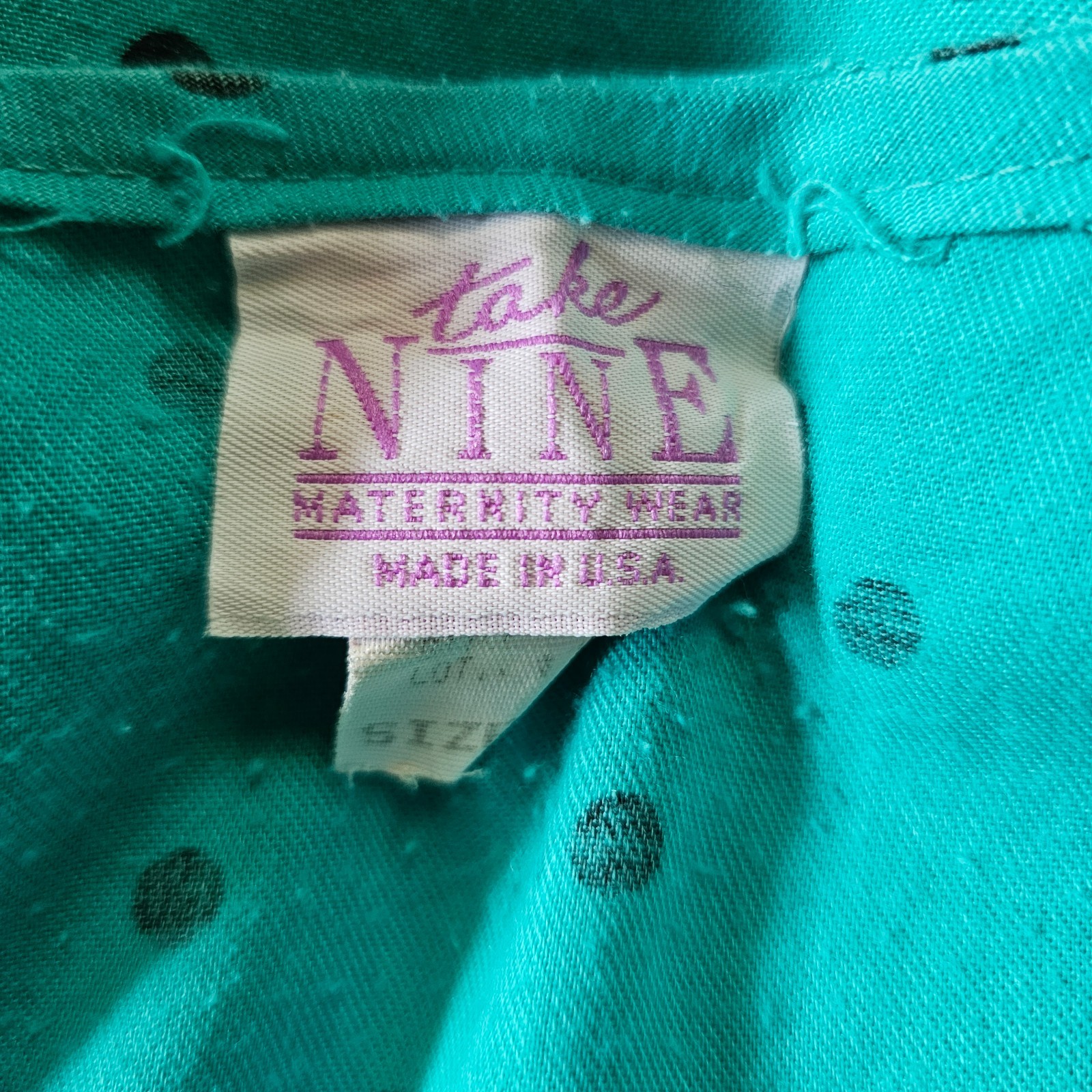 Vtg 80s New Wave Maternity Power Suit Teal Polka Dot Pencil Secretary Dress M/L