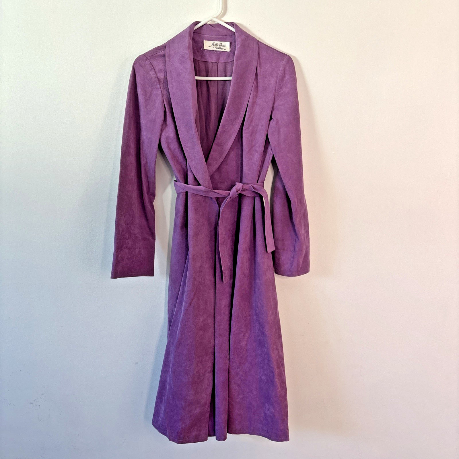 Vintage 70’s Mollie Parnis Purple Ultra Suede Trench Coat S/M