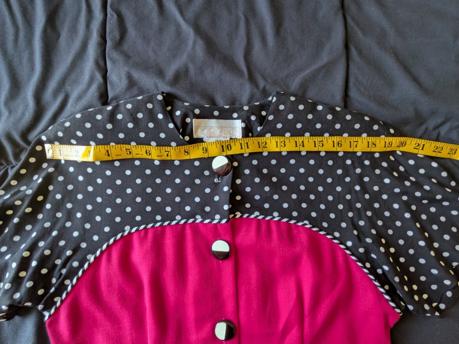 80s Vintage Nancy G Pink Polka Dot Dress Button Front