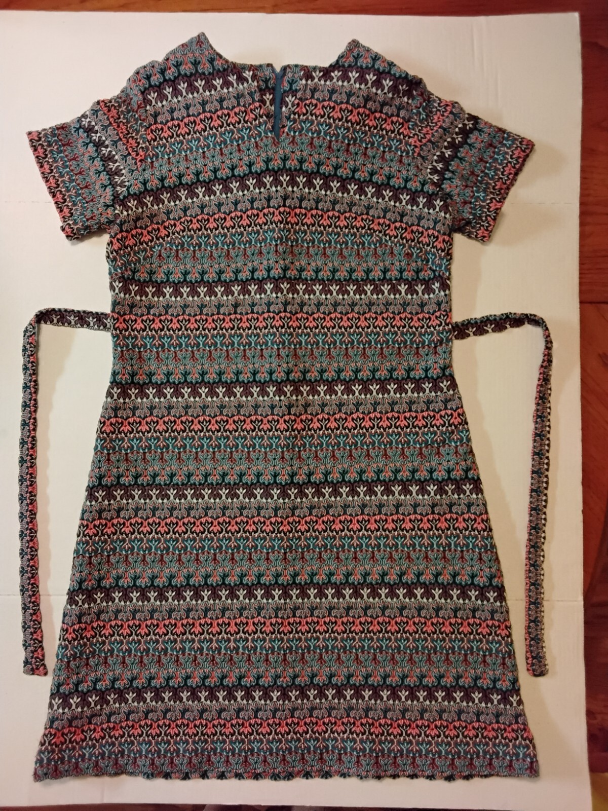 Vintage British Lady Dress Women’s Size Large Midi Knit Zip Up Belted Waist
