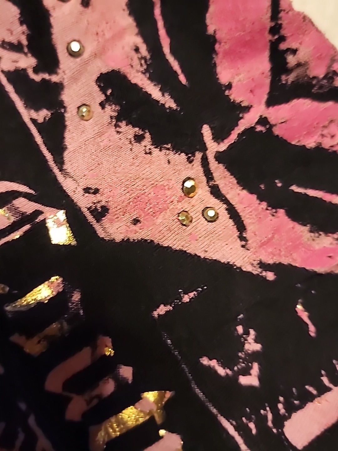 Y2K Vintage Juicy Couture Black Top Shirt XL Pink Crest Logo Bling