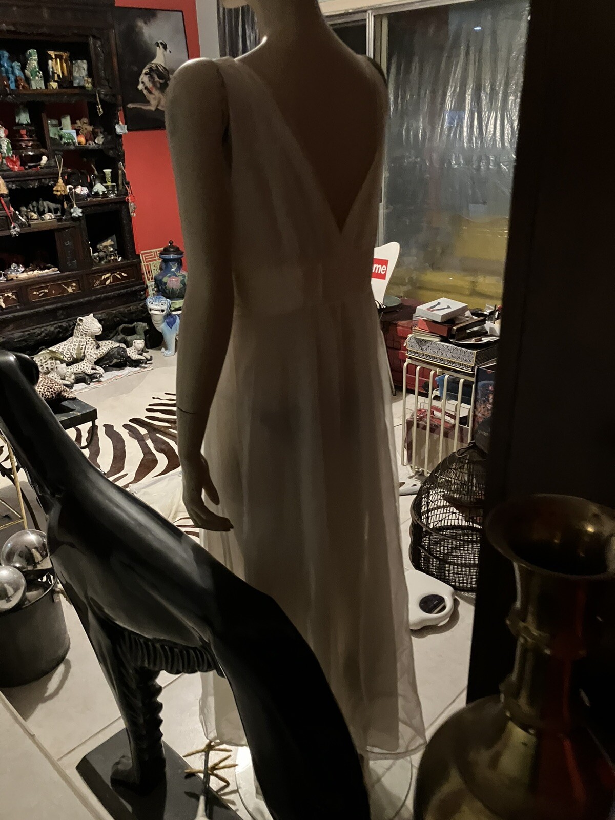 STUNNING Vintage GOSSARD ARTEMIS Cream Nylon Satin Nightgown Peignoir Robe M Set