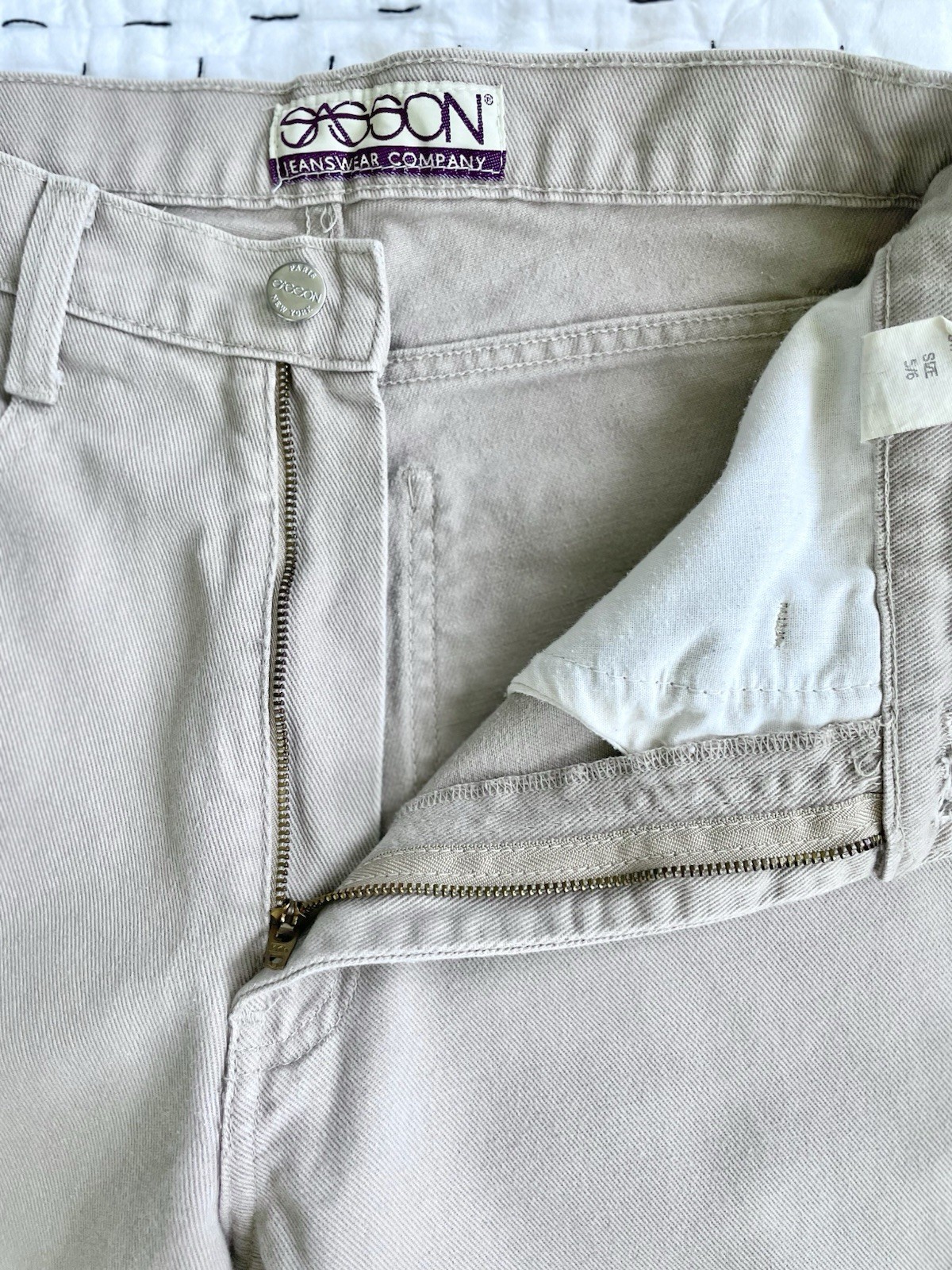 Vintage 28 X 30 Jeans Wide Leg High Waist 80s 90s Taupe Stone Sasson VGUC