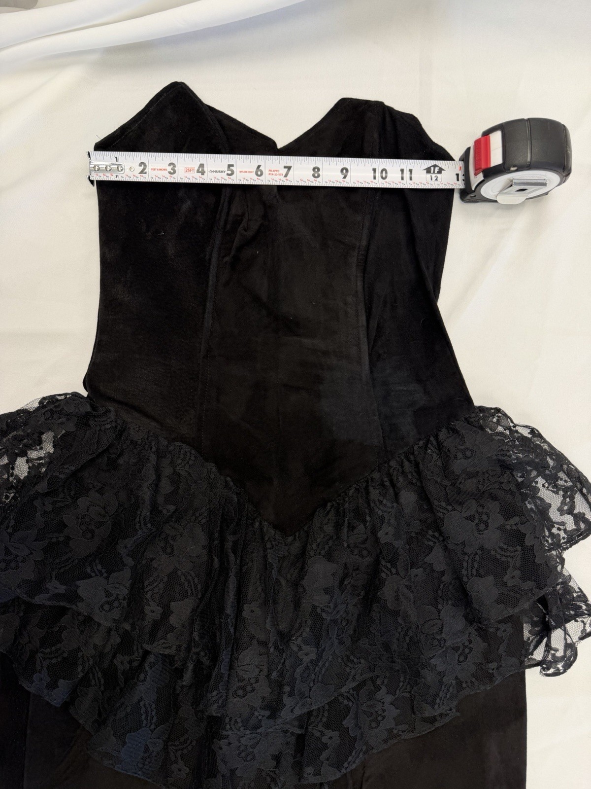 SIMPLY RED Vintage Black Witchcore Suade Lace Bustier Cocktail 80s Dress Size S
