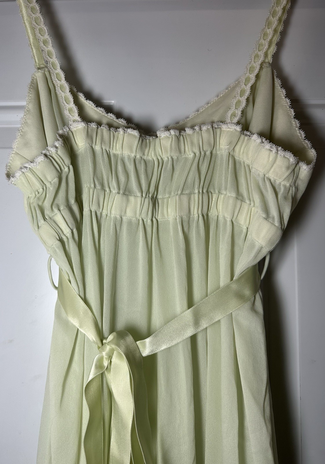 Vintage Vassarette Crepelon Nightgown Slip Lingerie Nylon Full Length Green