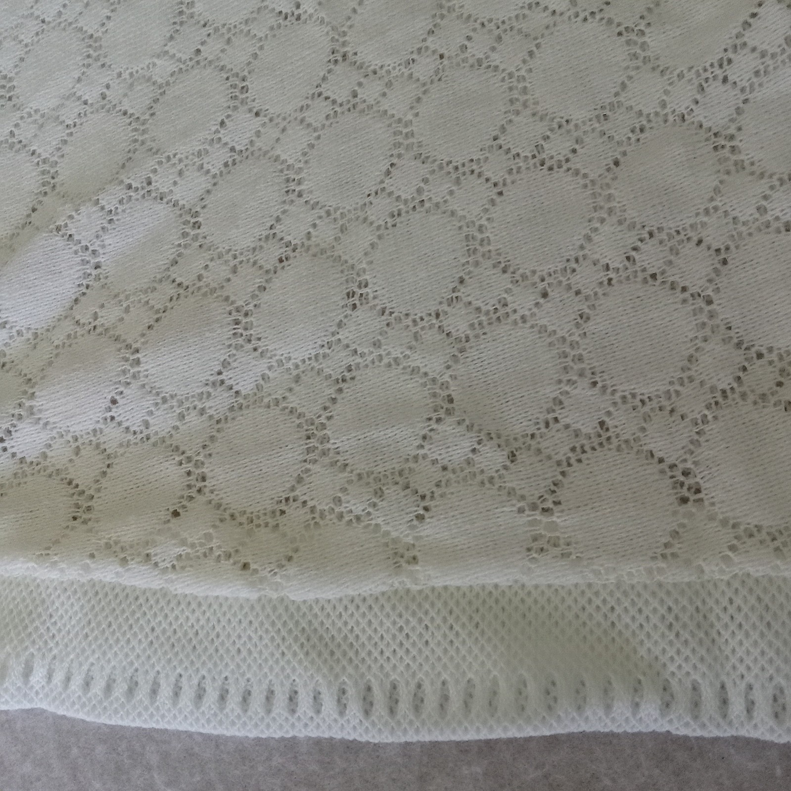 Crocheted Cape Cream Acrylic Nylon Button Up Unbranded Japan Vintage 70s EUC