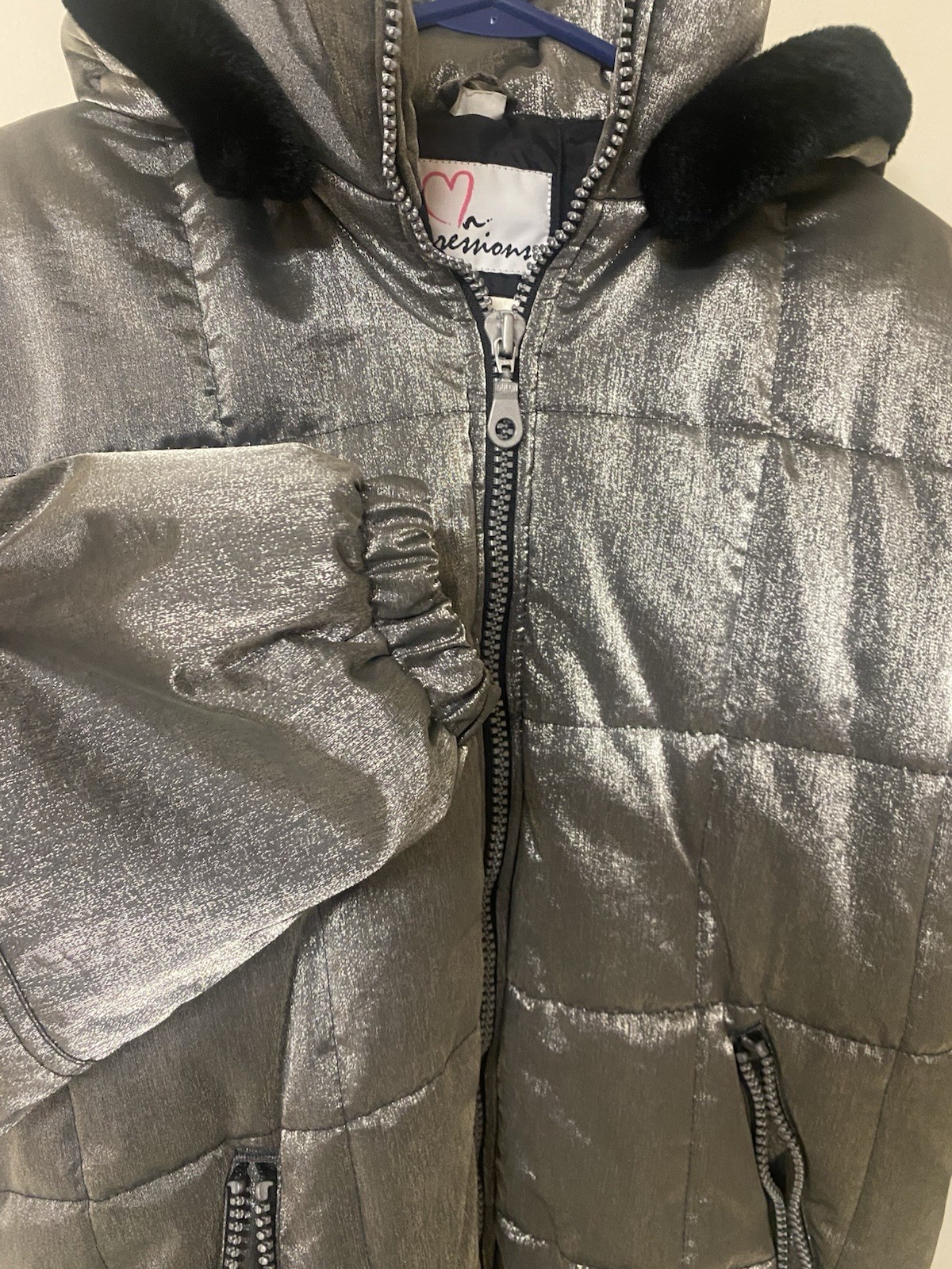 Vintage Expressions Metallic Silver/Puffer Jacket xl tall (16)