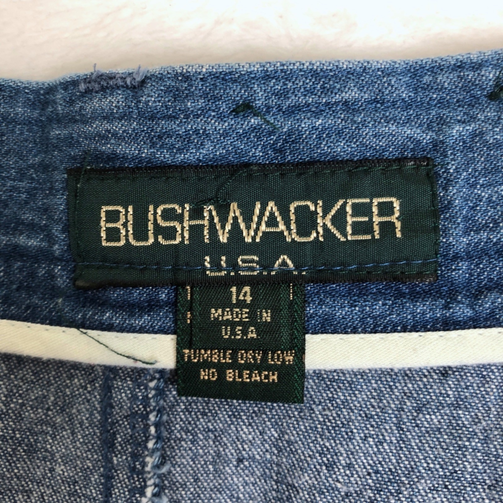 VTG Bushwacker USA Denim Wrap Midi Skirt Sz 14 Medium Wash Blue Jean Western