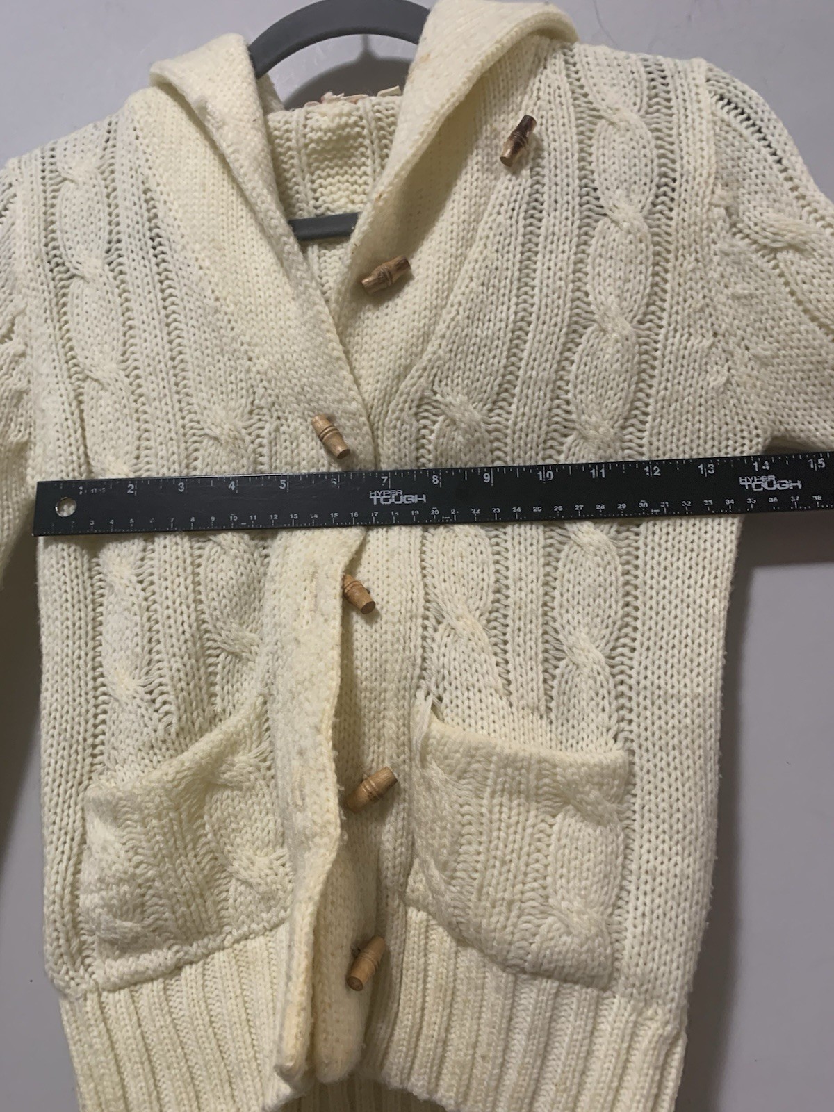 Vintage 70s Fine Quality Sweaters Cardigan Sweater Medium Women Cream Cable Knit