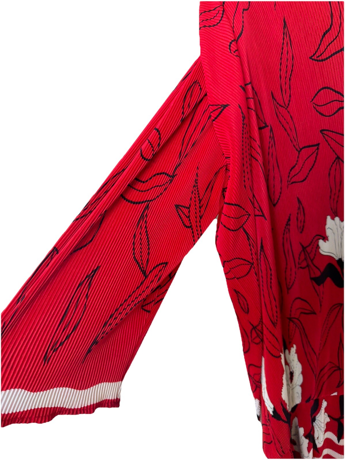 Vintage 80s Virginie Paris Red Floral Pleated Drop Waist Dress (Made In France)