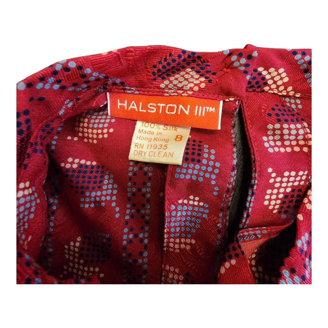 Halston III Vintage 80’s Red Floral Blouse Very Rare Super Condition Size 8 Silk