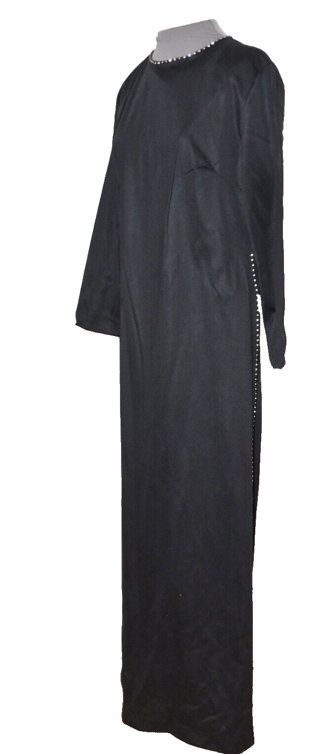 Sexy Black At Home Wear / Van Raalte Lounging Dress w Waist High Side Slit M