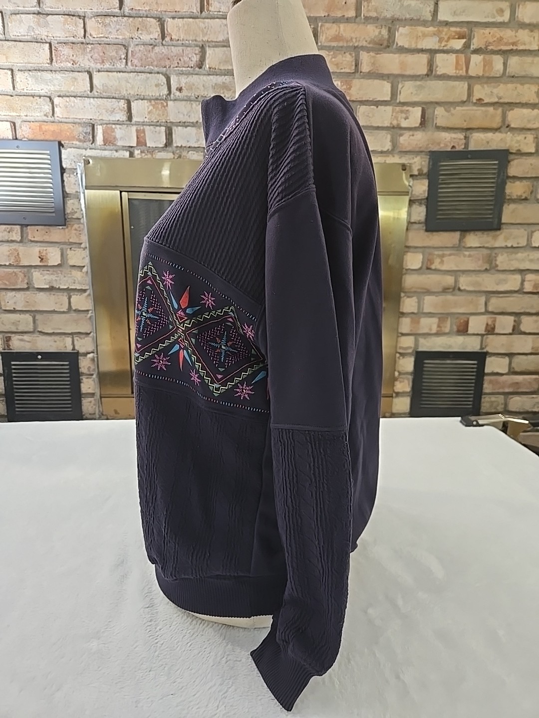 Blast Vtg 90s Southwestern 1/4 Zip Mock Neck Sweatshirt Womans Sz Med Oversized
